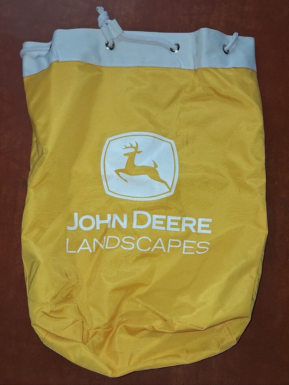 John Deere Yellow White Backpack Single Strap Drawstring